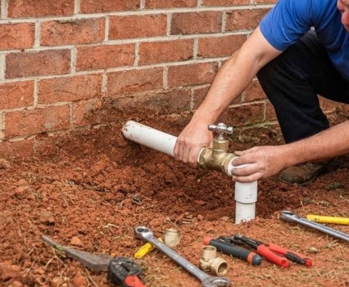 plumber working on a sewer line in greensboro